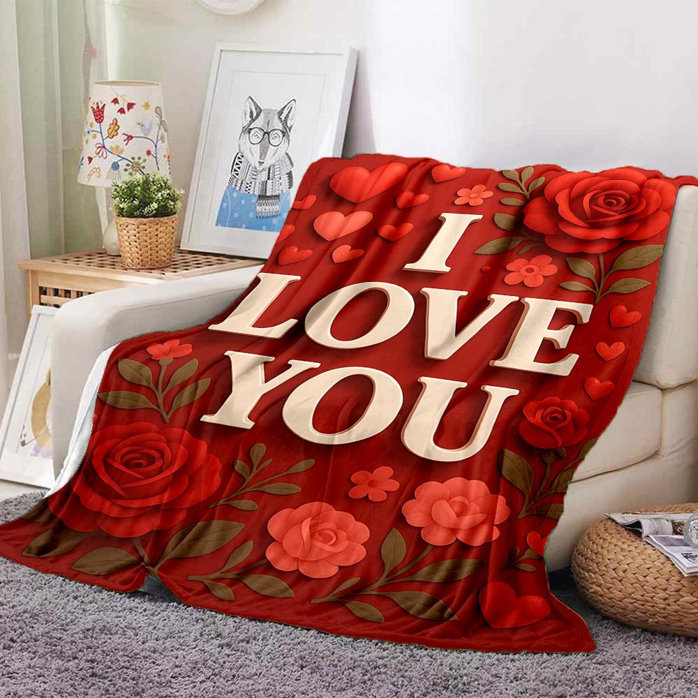 1Pc Love Bloom Flannel Blanket, Soft And Comfortable, Casual Warm, Camping Travel, Christmas, Halloween Xmas Gift. G127