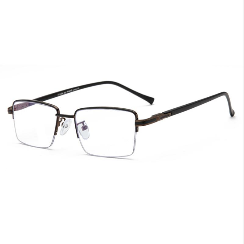 Men Half Metal Square Glasses Women Eyeglasses Myopia Optical Spectacles Ladies Clear Glasses 0 -0.5 -1.0 -2.0 To -6.0