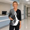 Women's Floral Print V Neck Medical Scrub Top with Pockets Side Slits Three Quarter Sleeve Nurse Uniform Shirt for Healthcare Professionals