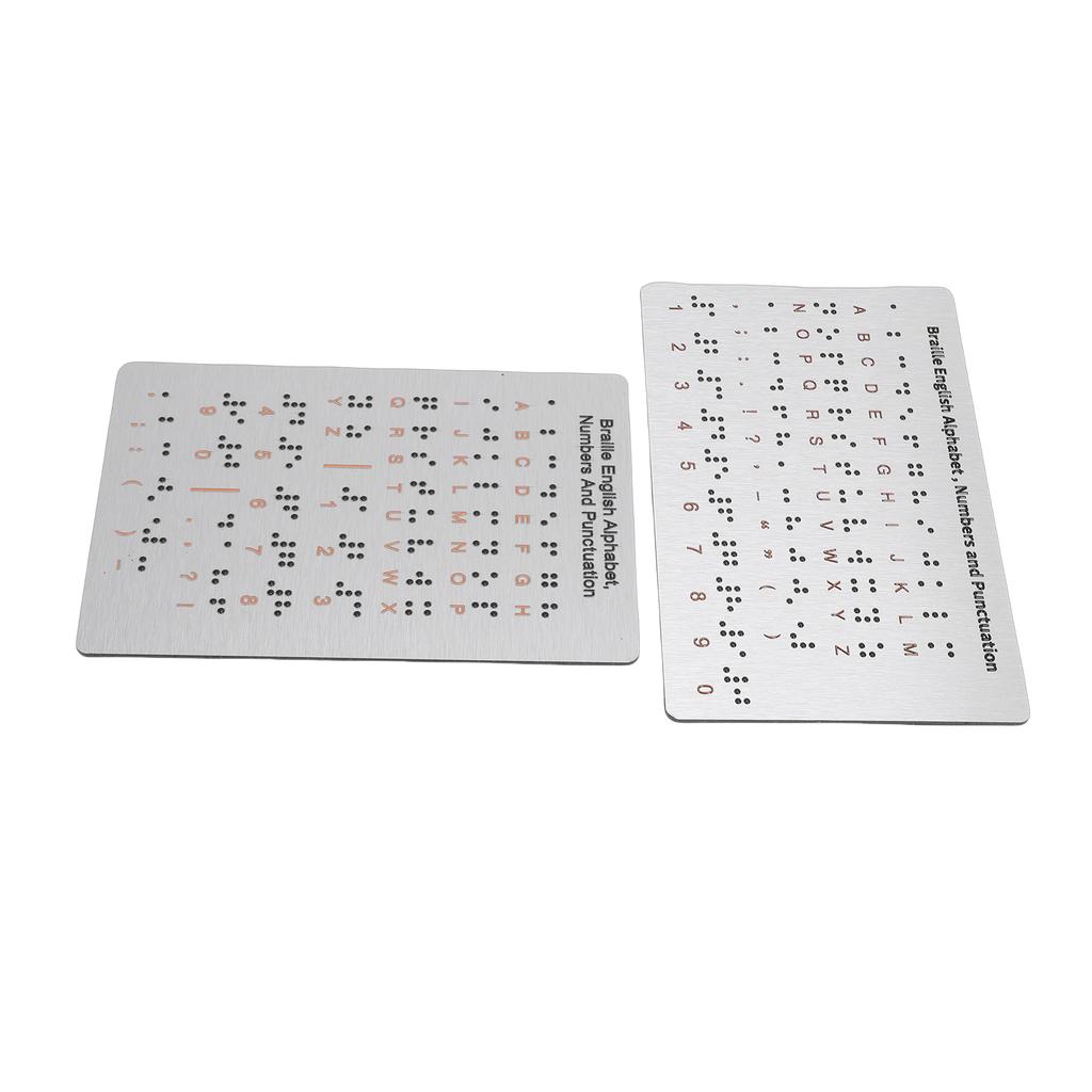 2pcs Braille English Alphabet Numbers and Punctuation Board with Sturdy Raised Dots Braille Learning Tool for Braille