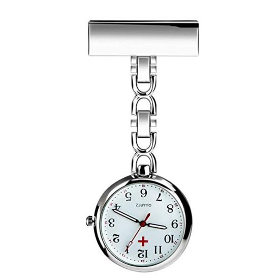 Classic Alloy Clip-on Quartz Analog Brooch Fob Medical Nurse Pocket Watch Gift