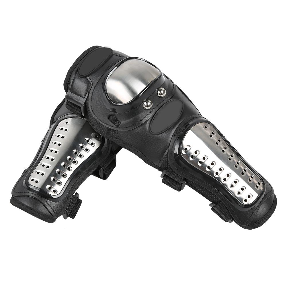 4 Pcs Stainless Steel Anti Fall Elbow Knee Pads Shin Guards Protective Gear Set for Outdoor Sports Motorcycle