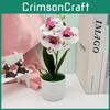 Flowers Faux Three Butterfly Orchid Green Plant For Home Office Decoration