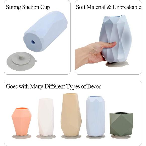 Geometric Silicone Flower Vase Set for Children Flower Arrangement, Modern Decorative Flower Vase for Home Decor, Living Room, Table, Office,