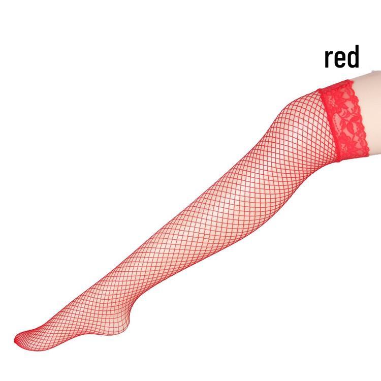 Lace Fishnet Thigh-High Stockings: Black Sexy Over-the-Knee Women's Stockings