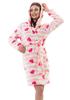 Women's Thick Short Hooded Plush Robe L
