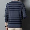 Herrenmode Lässiger Schafpullover Frühling und Herbst Neuer Wollpullover Herren Gestreift Halboher Kragen Gestricktes Unterhemd