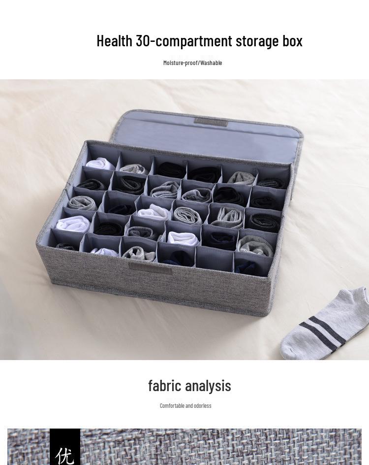 Foldable Fabric Storage Box - Dustproof Multi-Compartment Organizer for Underwear, Socks, Lingerie