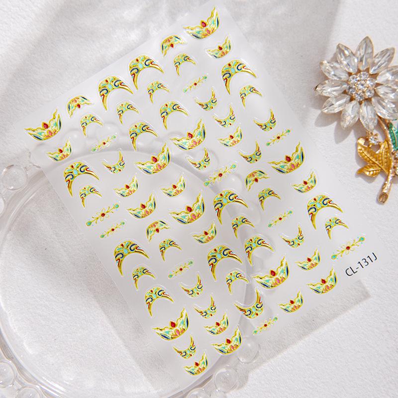 Chinese Style Gold Floral 3D Nail Stickers CL-131J