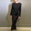 Women's Sequin Bodycon Maxi Dress Sparkly Crew Neck Long Sleeve Mermaid Dress Formal Party Cocktail Evening Gown