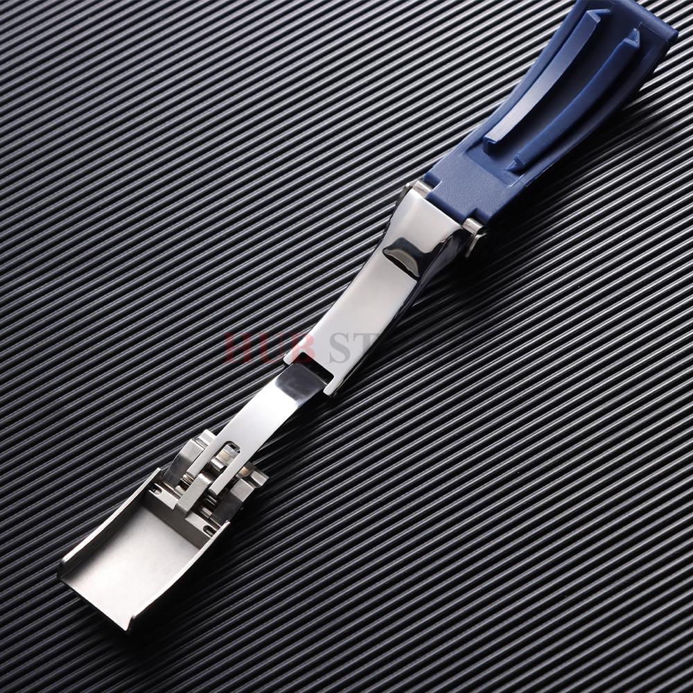 20mm Silicone Watch Band Rubber Watch Strap for Rolex Water Ghost Series Wrist Band Waterproof Fold Buckle Men Sport Bracelet