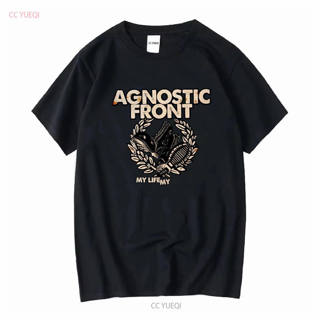 Agnostic Front Logo T Shirt MenS Cotton Classic Retro Vintage Washed Versatile Designer Clothes Stylish Fashion Breathable