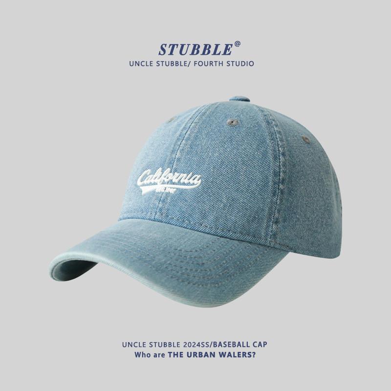 Baseball Cap With Wide Brim For Sun Protection Summer Casual Men Women Denim Cotton
