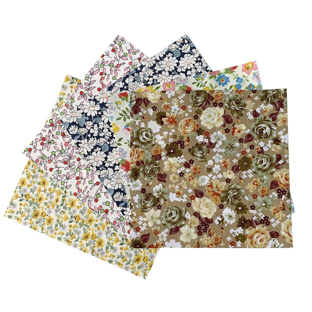Liuliu Floral Print Cute Scrap Set for DIY Lunch and More 20cm X Fabric, Crafts, Patchwork, Bags, Pouches, (50 Sheets, 20cm)