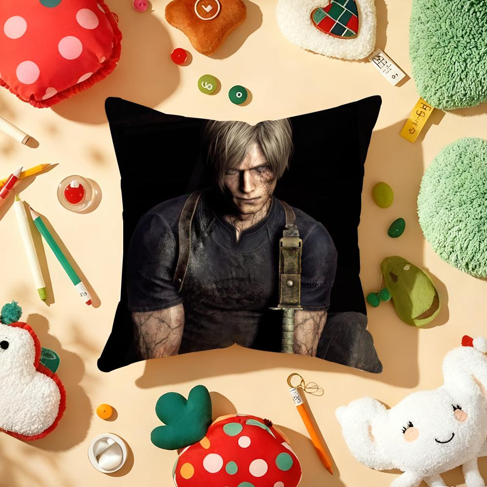L-Leon K-Kennedy Cushion Cover Plush Fabric Soft Double-Sided Printed Sofa Warm Winter Home Gift Pillow Cover