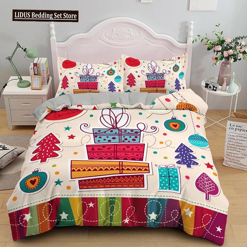 3D Printed Merry Christmas Bedding Set Queen/Twin/King Size  Christmas Decoration Home Bedclothes With Bedding Pillow