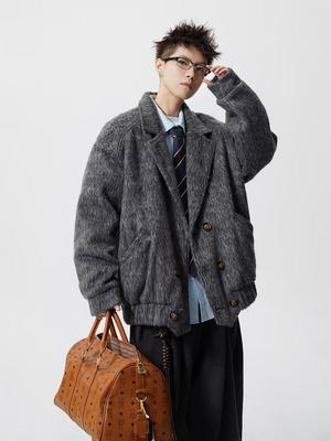 Herren Herbst/Winter Woll-Reversjacke - Hochwertig, Locker, Vielseitig, Lässiger Kurzer Mantel.