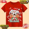 Neutral Short Sleeved Christmas T-shirt, Suitable for Children with Santa Claus and Friend Patterns