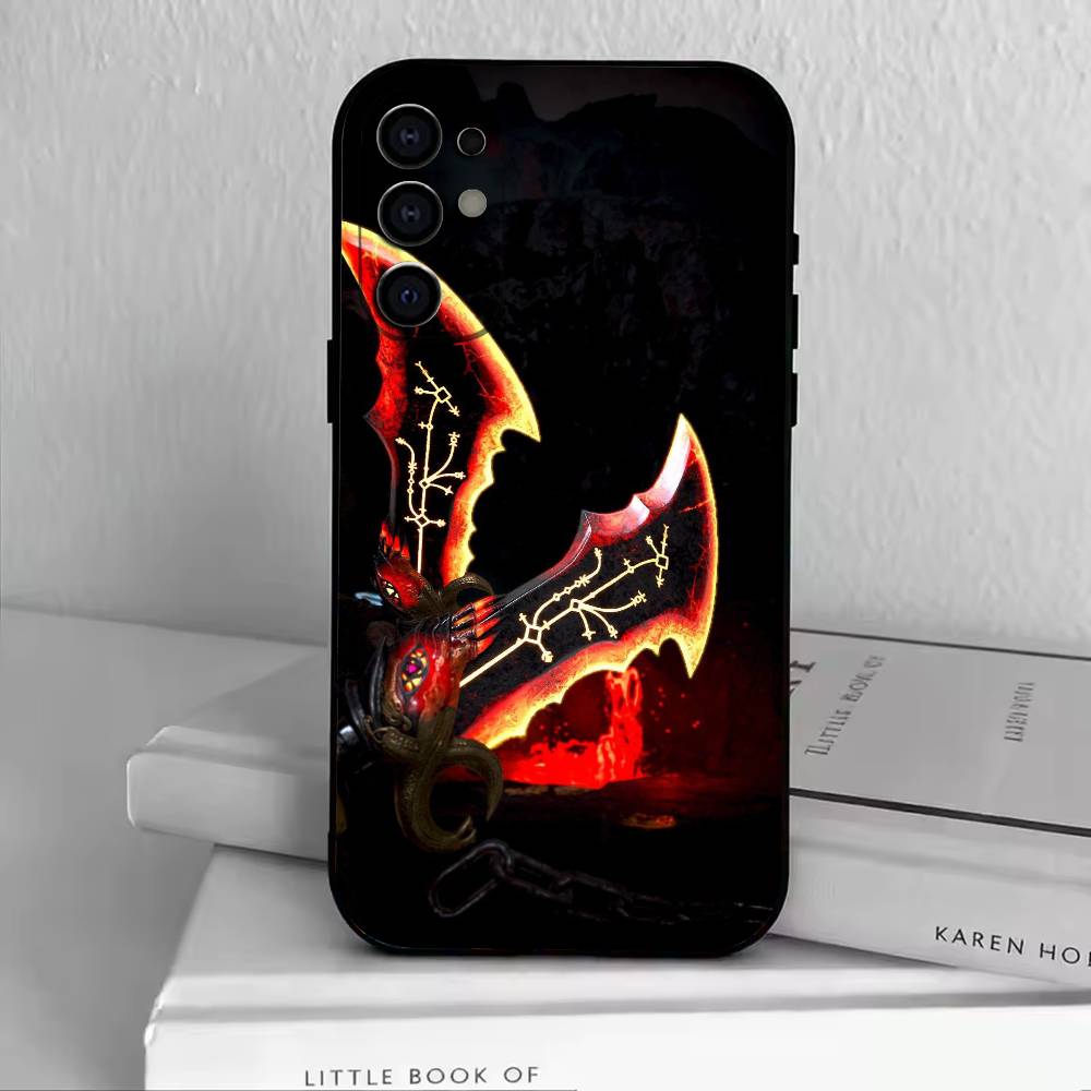 Hra God of W-War Kratos Pouzdro na telefon Černý silikon Měkké Pro Samsung S25,S24,S21,S22,S23,S30,Ultra,S20,Plus,Fe,Lite