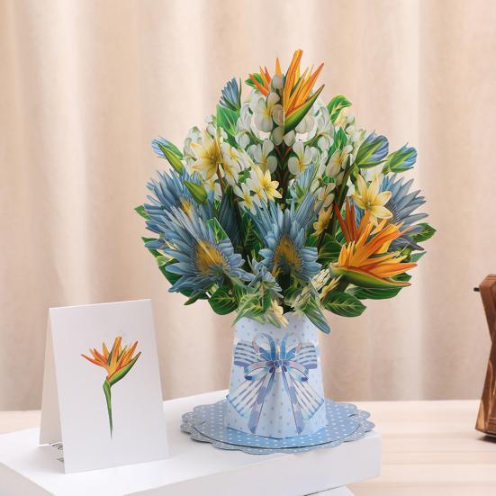 3D Pop-Up Blumenstrauß Grußkarte Sonnenblume Lilie Tulpe Nelke Blumenstrauß Karte für Muttertag Lehrertag Abschluss Jahrestag Geburtstag