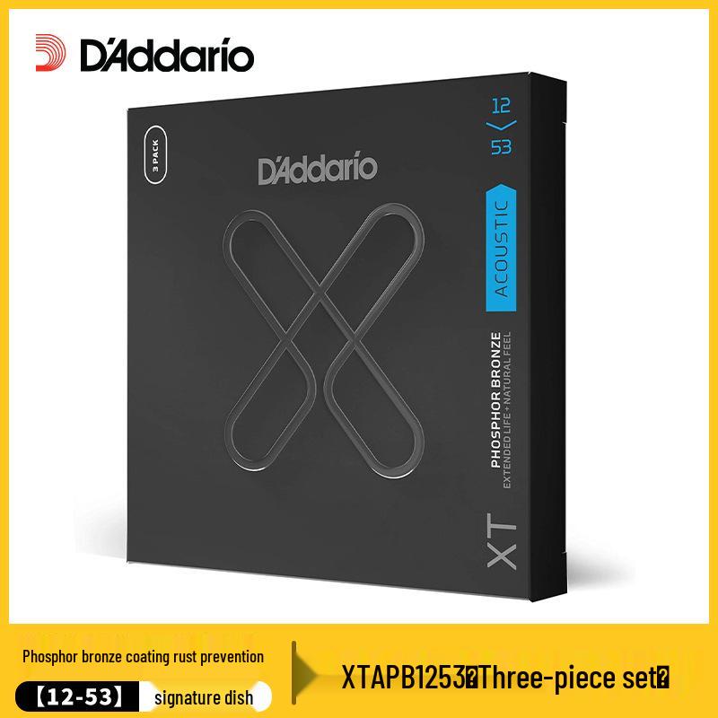 D Addario XT1253 Coated Phosphor Bronze Acoustic Guitar Strings, Folk Set (3-Pack)