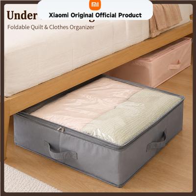 Under Bed Storage Bag Compression Bedding Clothes Organizer Foldable Closet Space Saver Dual Zipper Carry Handle Dust Protection