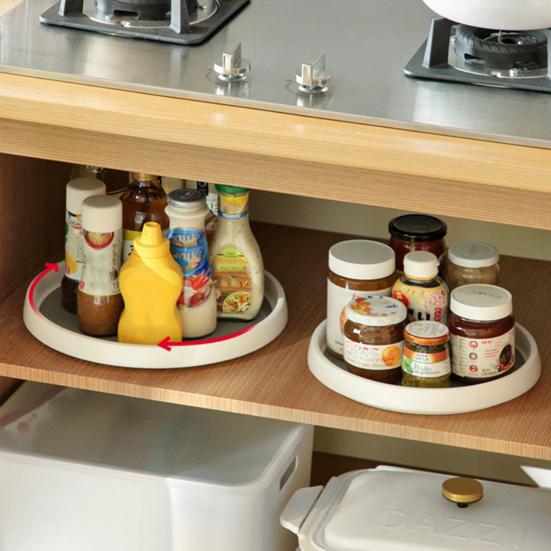 Rotating Seasoning Bottle Organizer Spinning Kitchen Countertop Storage Tray Spice Bottle Carousel for Cabinet Pantry Organization