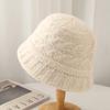 Autumn and winter warm new knitted wool twist bucket hat women's solid color ear protection face small fisherman hat dome