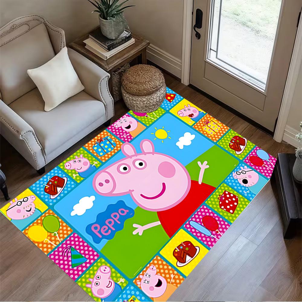 Peppa Pig's Colorful World Floor Rug Office Rug Design for Entryway Foyer Game Room Playrooms Antislip Carpet Office home decor