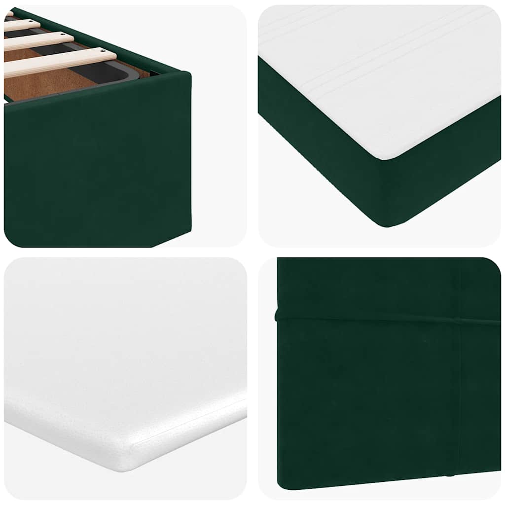 Enjoy a Restful Night S Sleep with This Ottoman Bed with Mattress In Dark Green 140 X 190 Cm Velvet Fabric