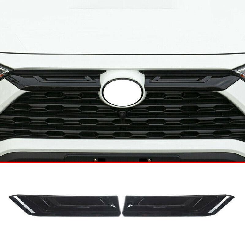 For Toyota RAV4 2019-22 Gloss Black Front Bumper Engine Hood Panel Cover Trim 2X