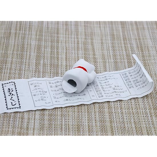 Castle Enterprises Good Luck Fortune Cat (White) with Omikuji (Set of 24) in Display Box (Includes G