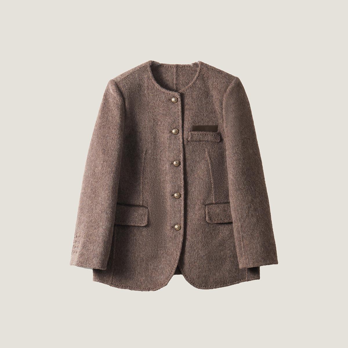 

Костюмная шерстяная короткая куртка женская весенняя темпераментная повседневная куртка высокого класса универсальный шерстяной топ аккуратный M