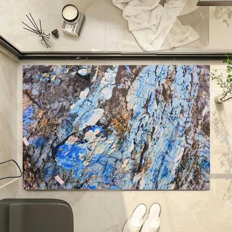 Bathroom anti slip absorbent mat with luxurious marble pattern toilet quick drying floor mat bathroom rug toilet mat