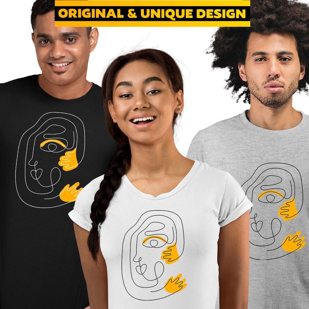 Amazing One Line Abstract Face Doodle Short Sleeve TShirt Surreal Gift L