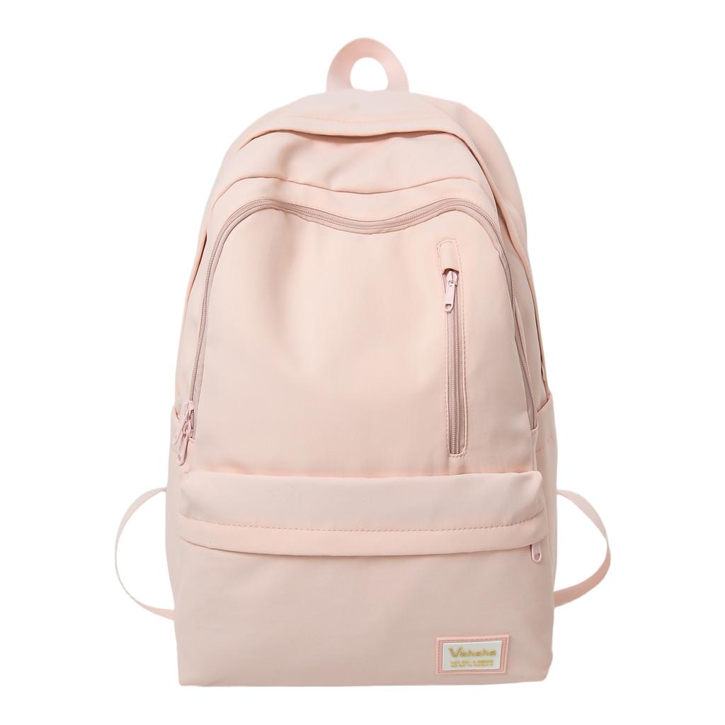 Schoolbag Versatile Large Capacity School Bag Female Junior High School Student College Student Backpack Solid Color Travel Backpack Junior