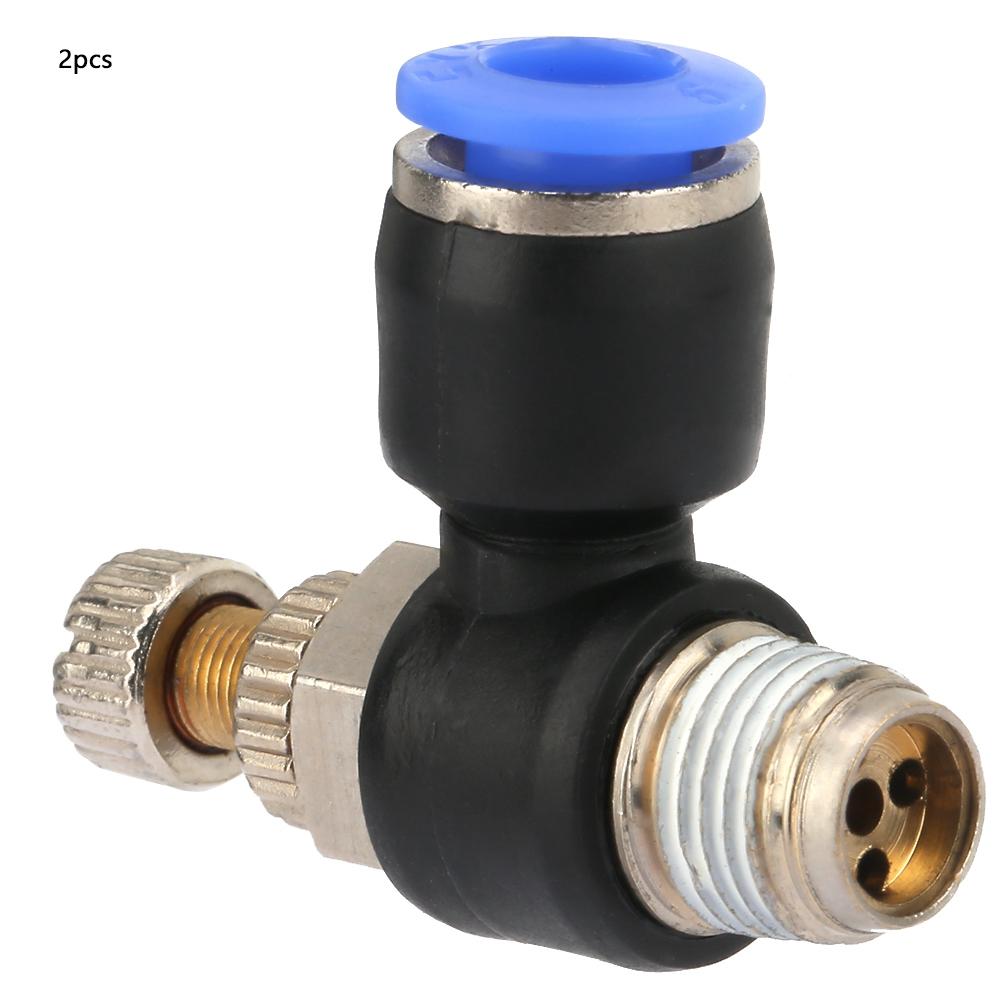 2pcs Tube Air Flow Speed Controller Pipe Pneumatic Fitting Regulator Valve SL6 01