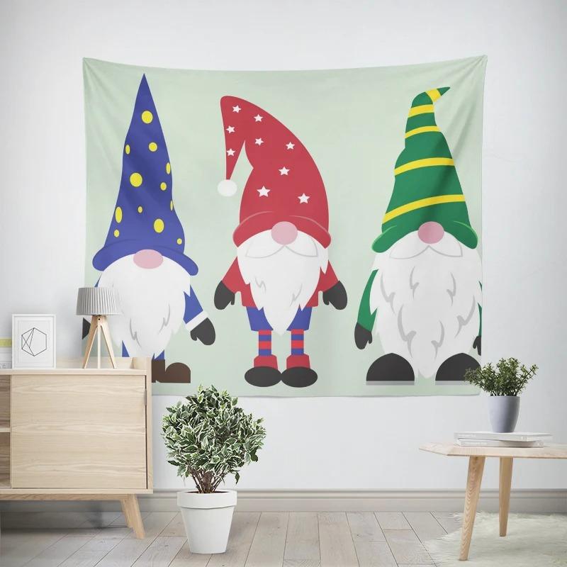 Christmas New Year Cute Snowman Pattern Living Room Bedroom Decoration Tapestry