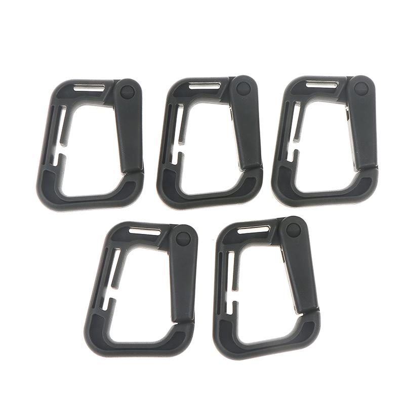 5Pcs Outdoor Plasctic Shackle Carabiner D Type Backpack Hanging Webbing Hook Buckle Multi Outdoor Hiking Camping Gear