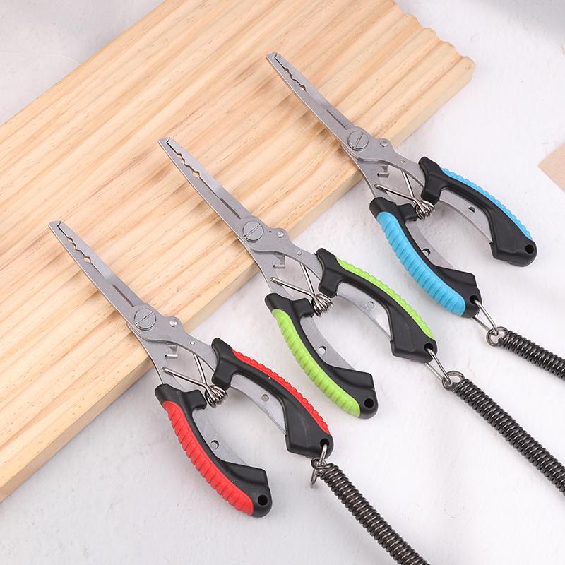 1-Piece Saltwater Fishing Pliers, Stainless Steel Multi-Tool, Curved Jaw with Braid Line Cutter & Split Ring Tip