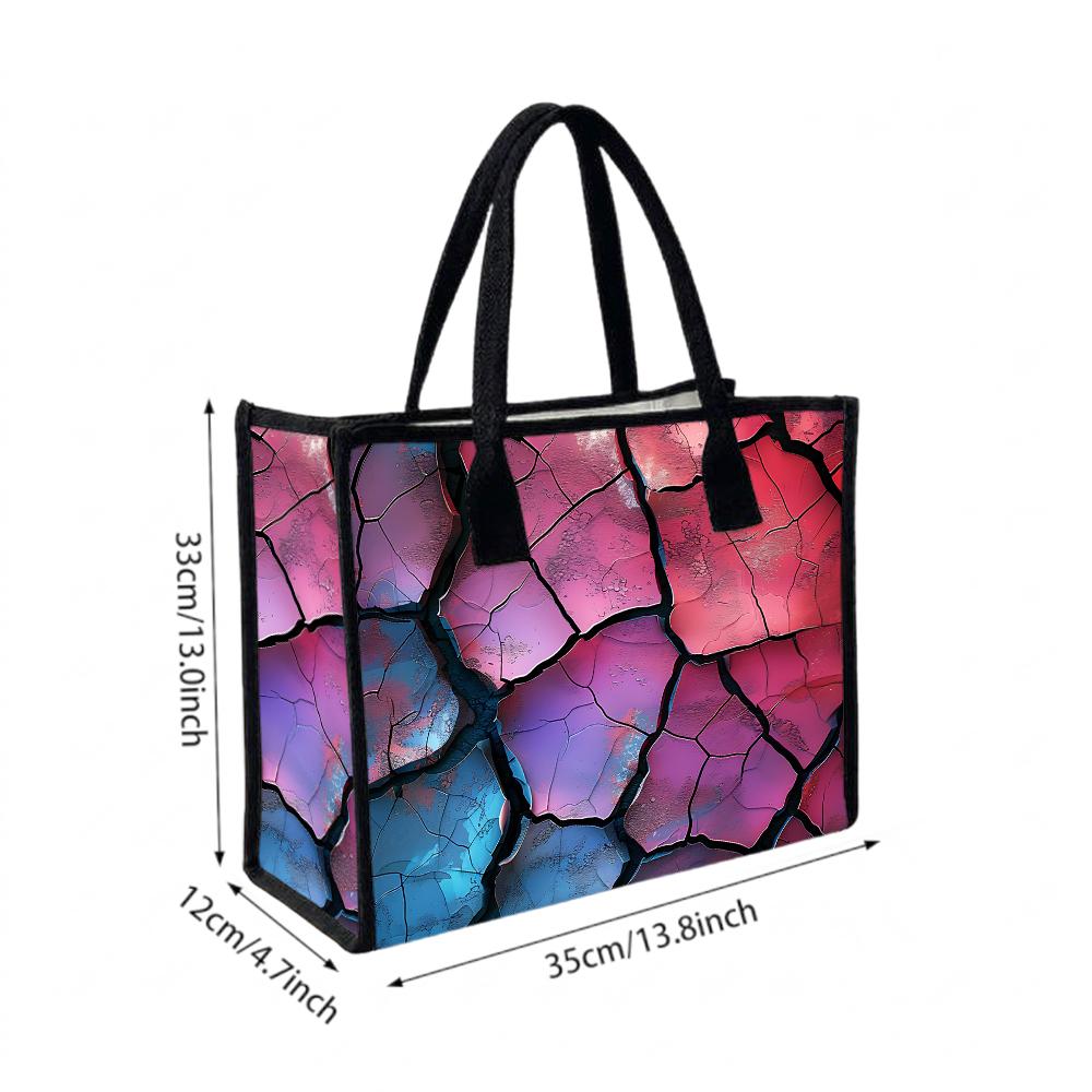 Trendy Cracked Print Tote Bag Casual Large Capacity Daily Carry Handbag For Women