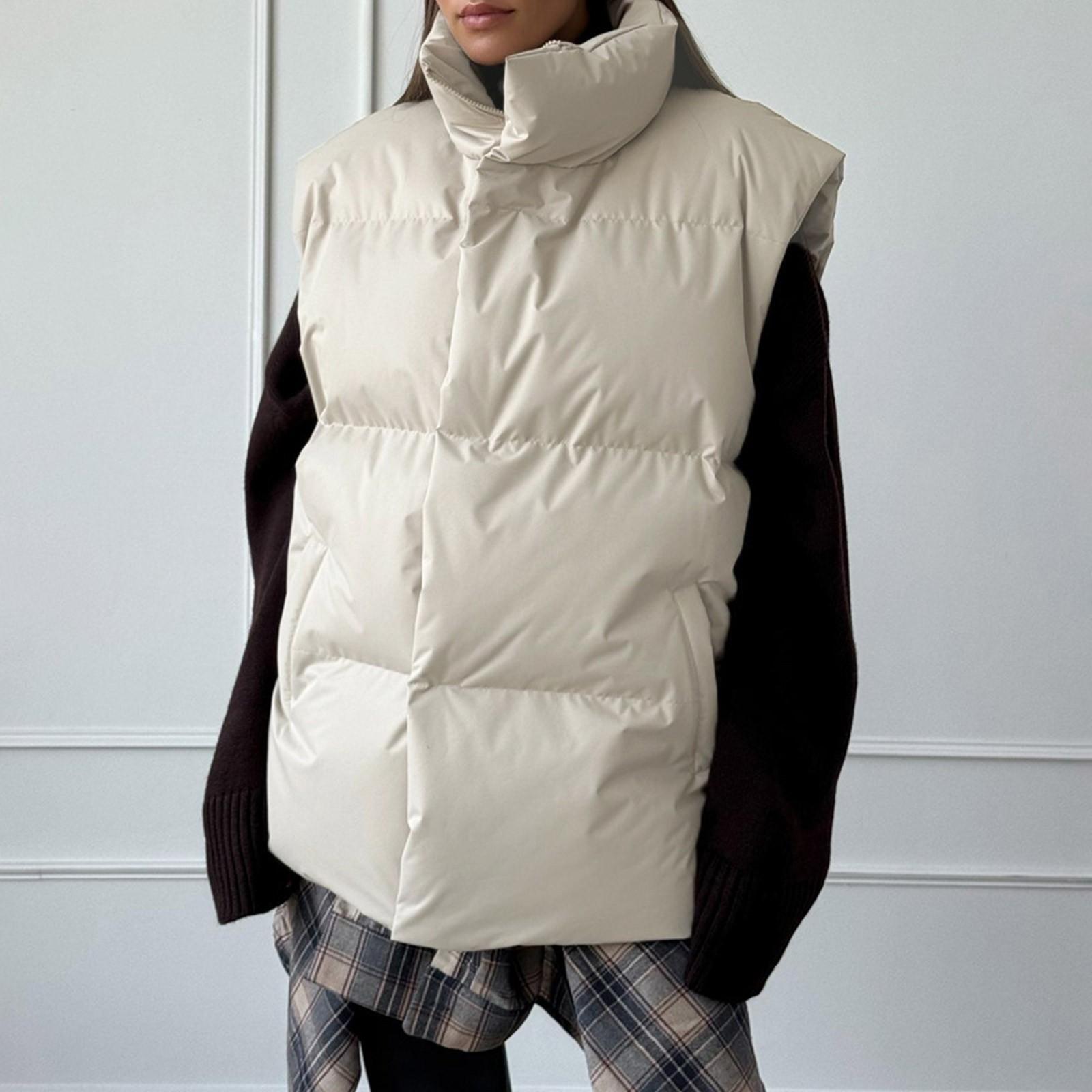 

Женская хлопковая жилетка куртка осень и зима новая свободная спортивная и досуговая майка хлопковая куртка куртка L бежевый