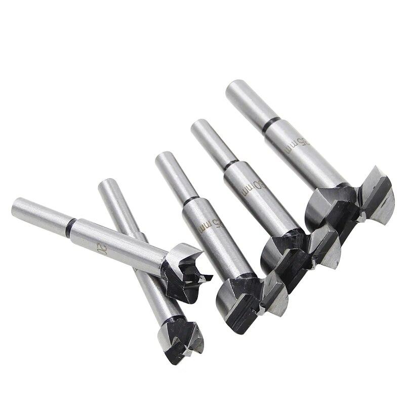 5pc Woodworking Flat Wing Drilling and Reaming Hinge Drill Bit 15-35mm Drilling Bit Hole Opener Cutting Tool Set