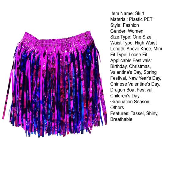 Rain Skirt Dance Costume Streamer Fringe Half Skirt for Beach Parties Sequin Cheerleading Team Dress for Adults Kids