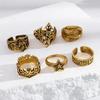 10Pcs/Set Geometric Trendy Gold Copper Color Cuff Rings Set For Women Girl Metallic Stainless Steel Minimalism Fashion Chic Ring