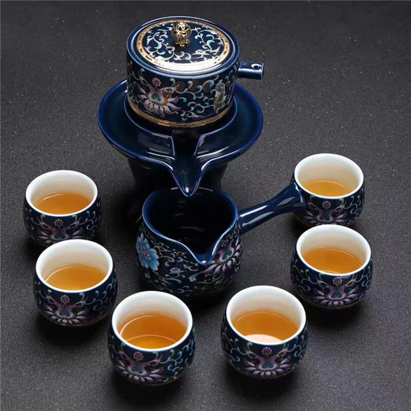 Цзиндэчжэньский позолоченный керамический чайный сервиз с туберозами