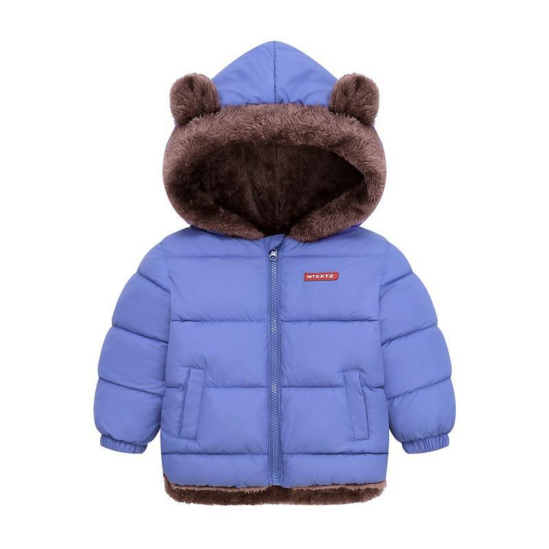 2026 Kids Thick Puffer Jacket With Hood Cartoon Print Warm Cotton Coat Boys Girls 3-8 Years Winter