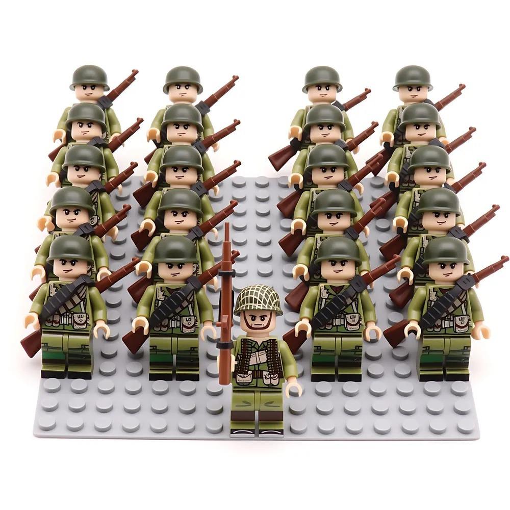 21st Edition WWII US Military Troop Figures Square Formation Building Blocks Toy Set