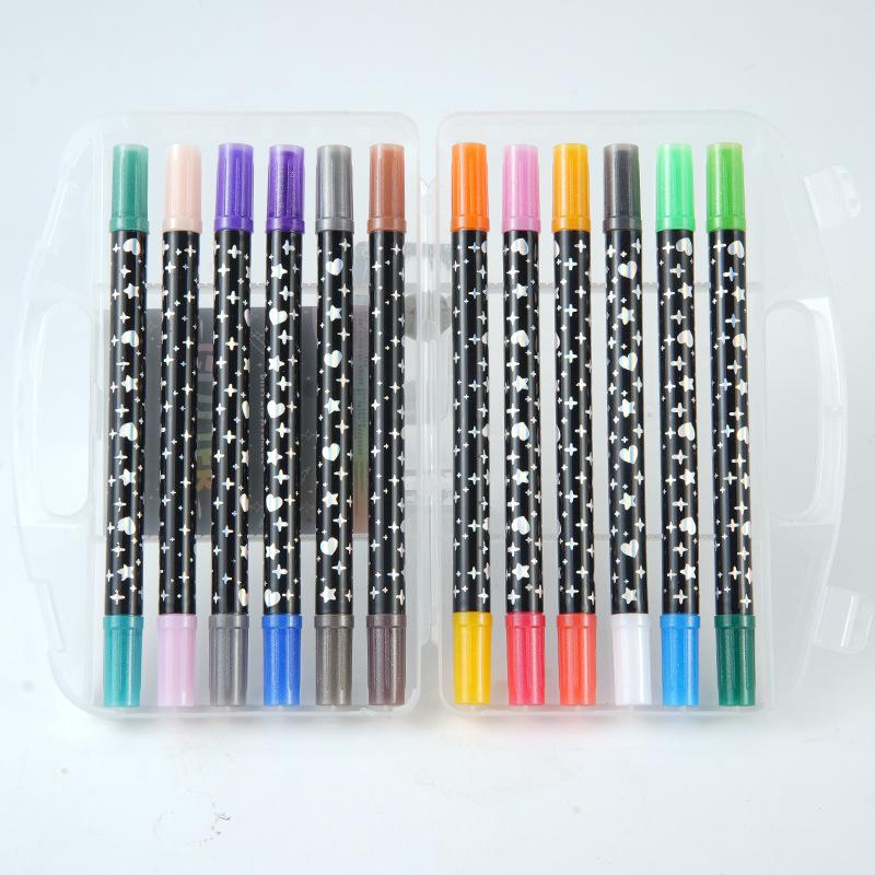 Dual-Color Sparkle Flow Fluorescent Pen Set with Thick Soft Tip