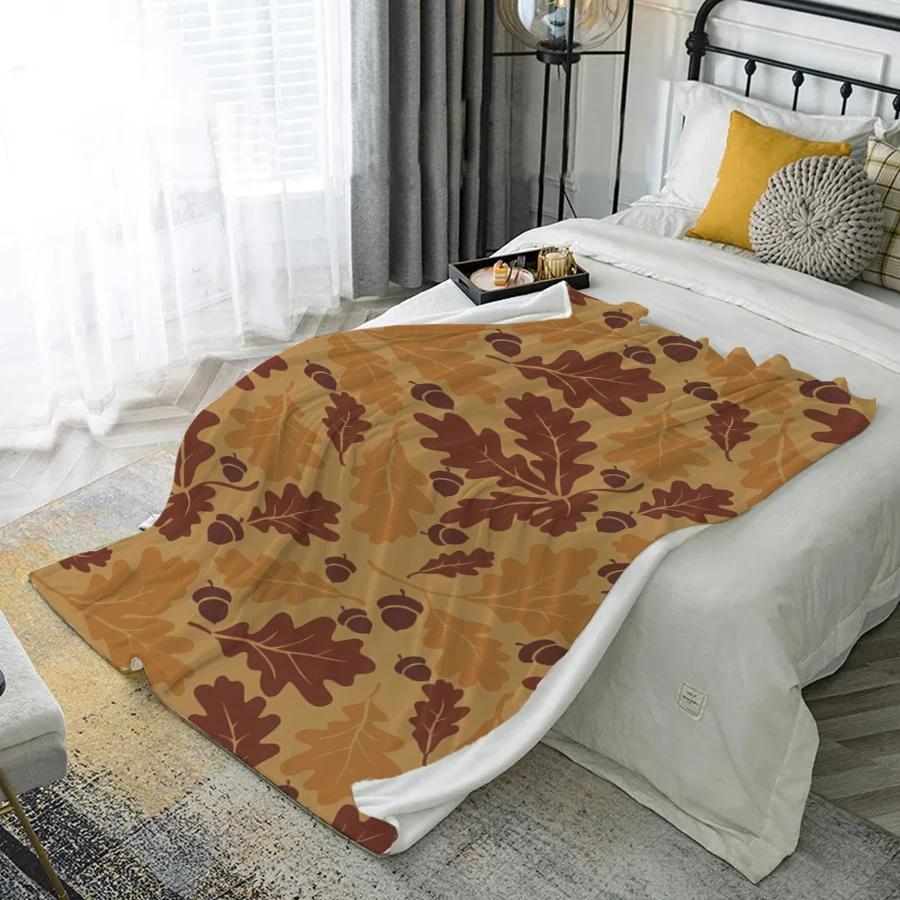 

Autumn Leaves Pattern Microfiber Flannel Cover Blanket Bedroom Living Room Sofa Soft And Comfortable Home Decoration 75x90cm